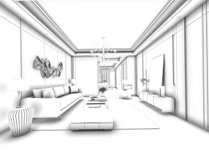 stylish avant-garde living room design 04 3D Model
