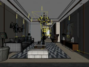stylish avant-garde living room design 04 3D Model