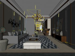 stylish avant-garde living room design 04 3D Model