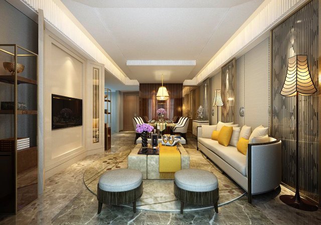 stylish avant-garde living room design 05 3D 模型 .c4d .max .obj .3ds .fbx .stl .blend 