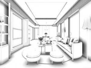 stylish avant-garde living room design 05 3D Model