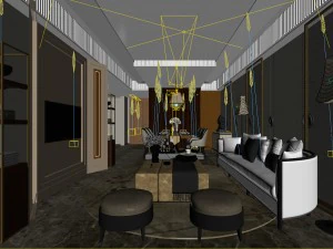 stylish avant-garde living room design 05 3D Model