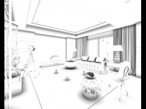 stylish avant-garde living room design 06 Modello 3D