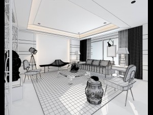 stylish avant-garde living room design 06 Modello 3D