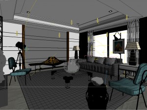 stylish avant-garde living room design 06 Modello 3D