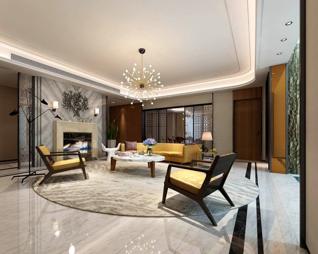 stylish avant-garde living room design 07 3D 模型 .c4d .max .obj .3ds .fbx .stl .blend 
