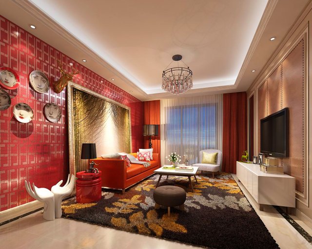 stylish avant-garde living room design 08 3D Модель .c4d .max .obj .3ds .fbx .stl .blend 