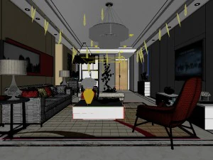 stylish avant-garde living room design 10 3D Model