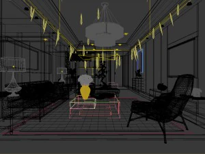 stylish avant-garde living room design 10 3D Model