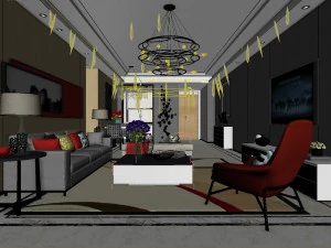 stylish avant-garde living room design 10 3D Model