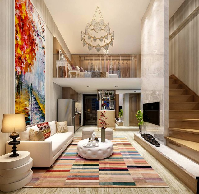 stylish avant-garde living room design 11 3D Модель .c4d .max .obj .3ds .fbx .stl .blend 