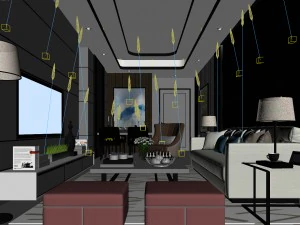 stylish avant-garde living room design 13 3D Model