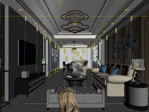 stylish avant-garde living room design 14 3D Model