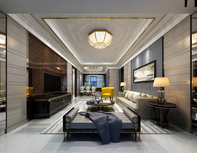 stylish avant-garde living room design 15 3D Модель .c4d .max .obj .3ds .fbx .stl .blend 