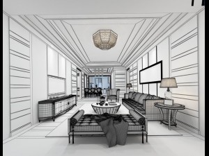 stylish avant-garde living room design 15 3D Модель