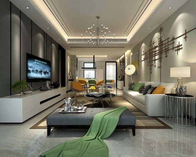stylish avant-garde living room design 18 3D Model .c4d .max .obj .3ds .fbx .stl .blend 