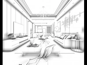 stylish avant-garde living room design 18 3D Model