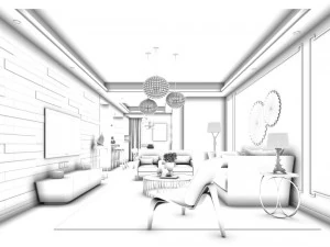 stylish avant-garde living room design 21 3D Model