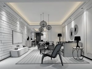 stylish avant-garde living room design 21 3D Model