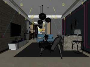 stylish avant-garde living room design 21 3D Model