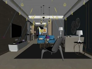 stylish avant-garde living room design 21 3D Model
