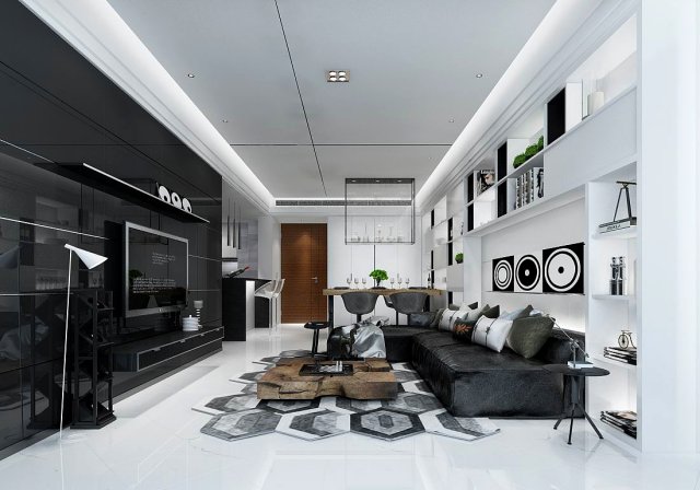 stylish avant-garde living room design 23 3D Модель .c4d .max .obj .3ds .fbx .stl .blend 