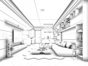 stylish avant-garde living room design 23 3D Model