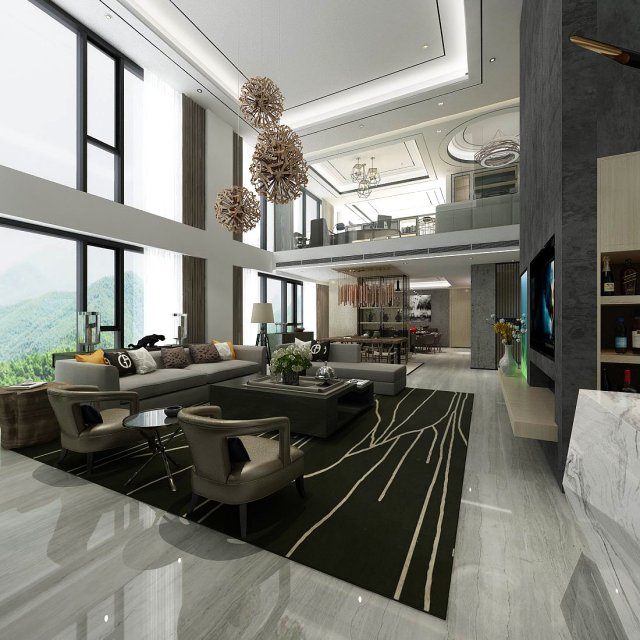 stylish avant-garde living room design 27 3Dモデル .c4d .max .obj .3ds .fbx .stl .blend 