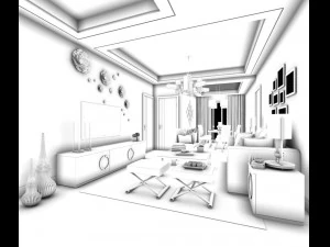 stylish avant-garde living room design 29 3D Model