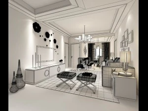 stylish avant-garde living room design 29 3D Model