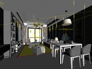 stylish avant-garde living room design 31 Modello 3D