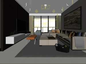 stylish avant-garde living room design 32 3D Model