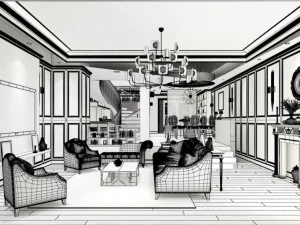 stylish avant-garde living room design 33 3D Model