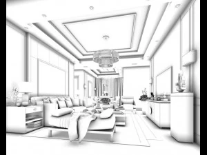 stylish avant-garde living room design 34 3D Model