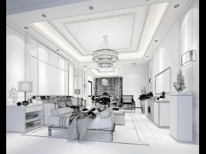 stylish avant-garde living room design 34 3D Model