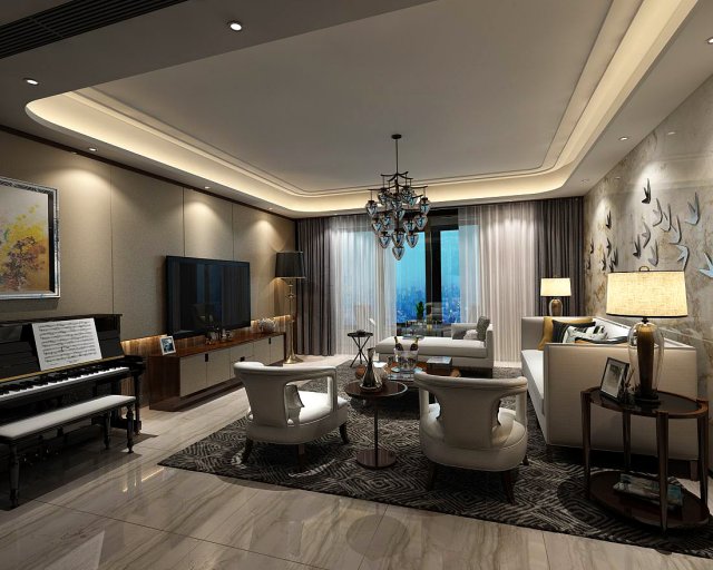 stylish avant-garde living room design 35 Modelo 3D .c4d .max .obj .3ds .fbx .stl .blend 