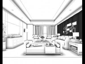 stylish avant-garde living room design 37 3D Model