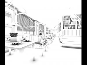 restaurante casa de ch&aacute; caf&eacute; bebidas clube 274 Modelo 3D