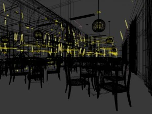 hotel luxury restaurant 03 3D Model