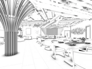 hotel luxury restaurant 04 3D Model