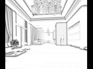 hotel luxury restaurant 05 3D Model