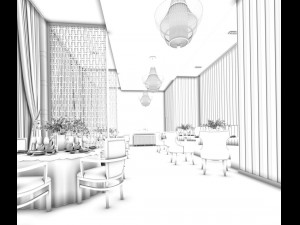 hotel luxury restaurant 05 3D Model