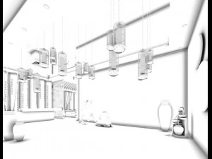 hotel luxury restaurant 06 3D Model
