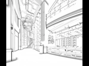 hotel luxury restaurant 07 3D Model