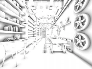 industrial wind restaurant design 01 3D Model