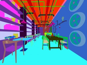 industrial wind restaurant design 01 Modello 3D