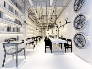 industrial wind restaurant design 01 Modello 3D