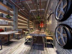 industrial wind restaurant design 01 Modello 3D