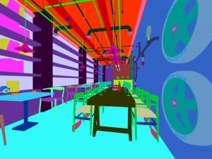 industrial wind restaurant design 01 Modello 3D
