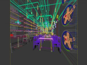 industrial wind restaurant design 01 3D Model